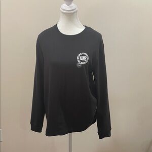 Vans Black Long Sleeve Tee with White Logo